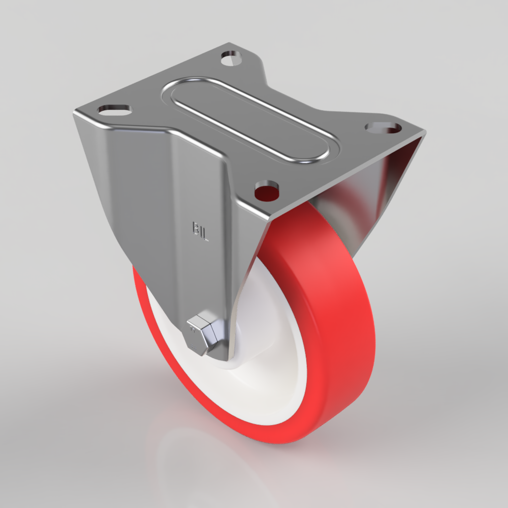 Pressed Steel Fixed Castor with Brake 150mm 350kg Load