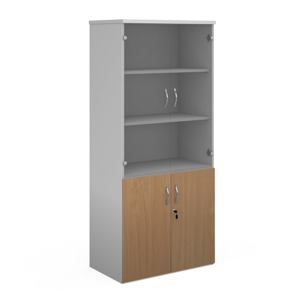 Duo Combination Unit with Glass Upper Doors 4 Shelves
