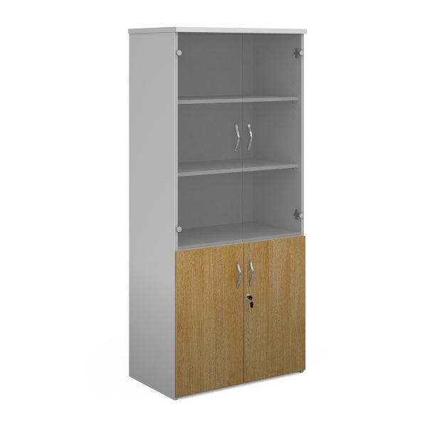Duo Combination Unit with Glass Upper Doors 4 Shelves