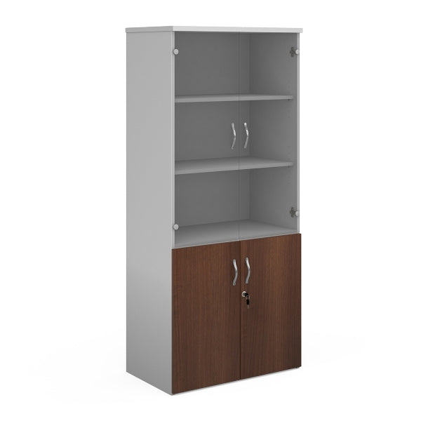 Duo Combination Unit with Glass Upper Doors 4 Shelves