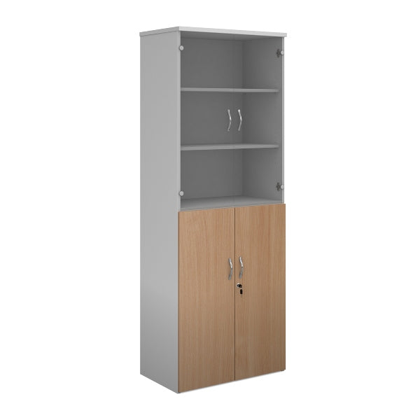 Duo Combination Unit with Glass Upper Doors 5 Shelves