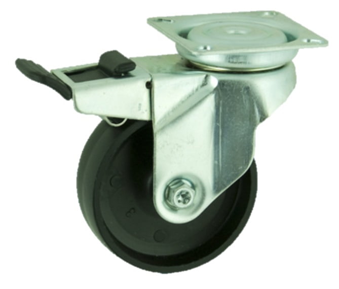 Polypropylene Plate Swivel Castor Brake 125mm 80kg Load