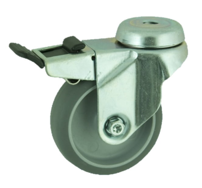 Grey Rubber Bolt Hole Swivel Castor Brake 75mm 60kg Load