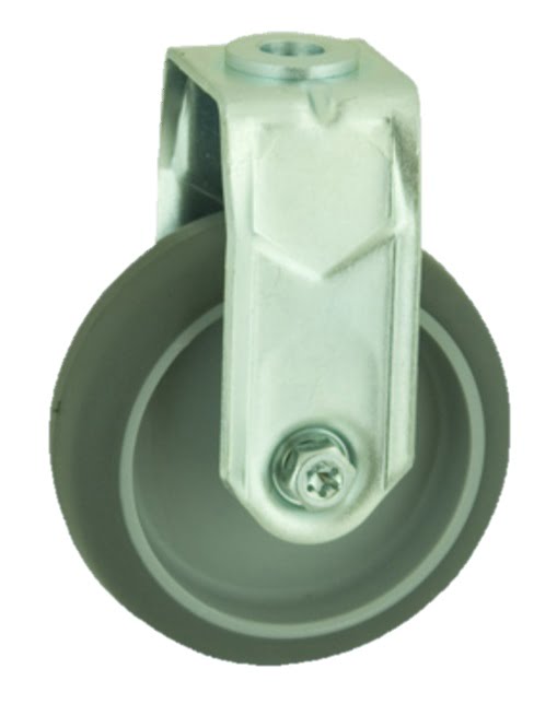 Grey Rubber Bolt Hole Fixed Castor 75mm 60kg Load