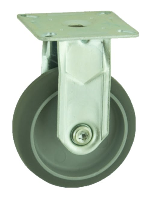 Grey Rubber Plate Fixed Castor 100mm 70kg Load