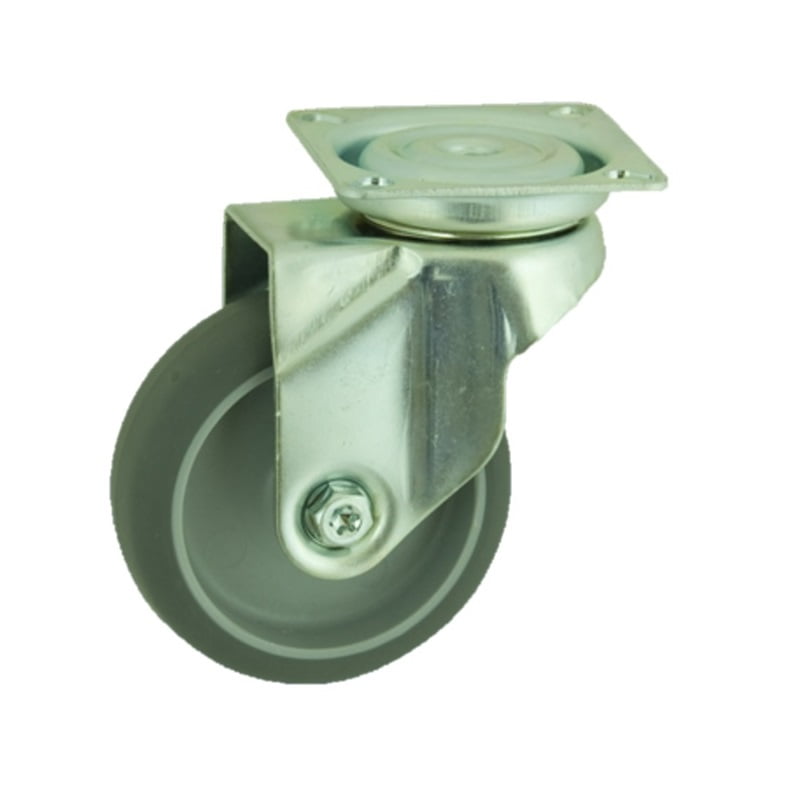 Grey Rubber Plate Swivel Castor 125mm 100kg Load