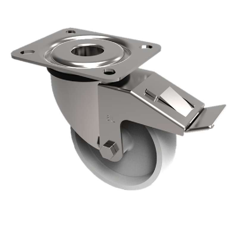 Polypropylene Plate Swivel Castor Brake 100mm 160kg Load
