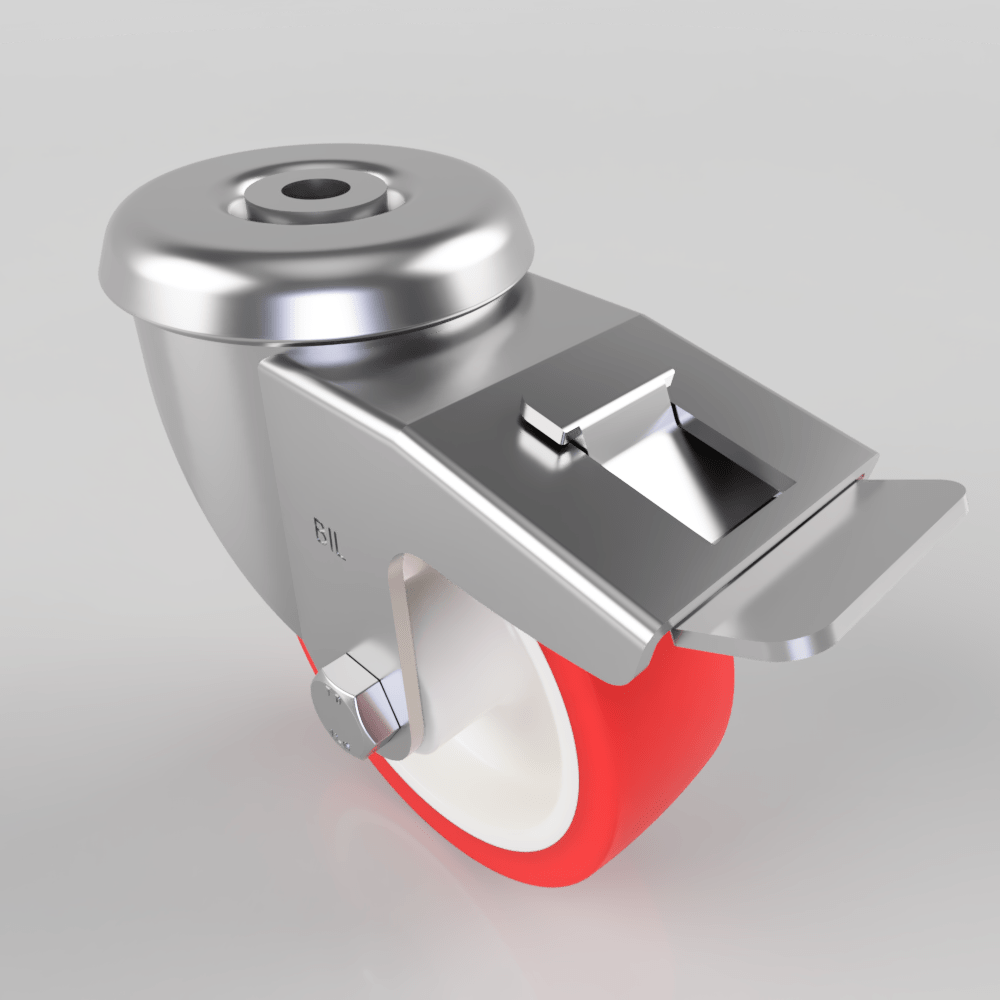 Polyurethane Nylon Bolt Hole Swivel Castor Brake 100mm 250kg Load