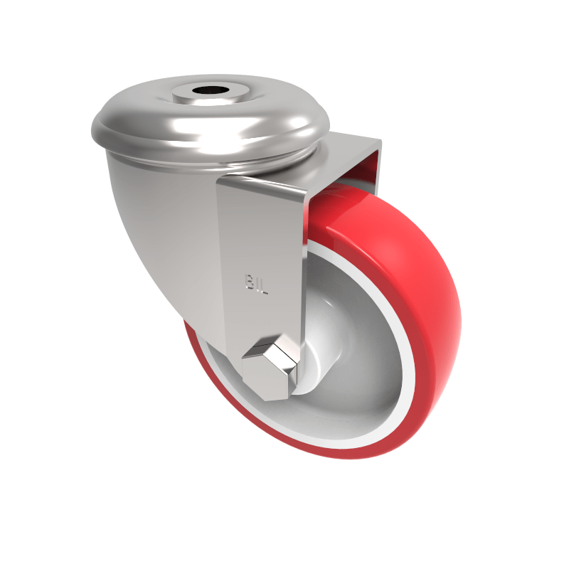 Polyurethane Nylon Bolt Hole Swivel Castor 100mm 250kg Load