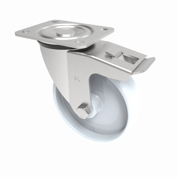 Nylon Plate Swivel Castor Brake 125mm 300kg Load