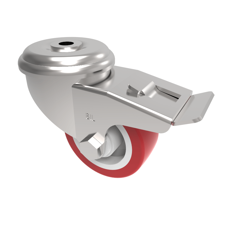 Polyurethane Nylon Bolt Hole Swivel Castor Brake 80mm 210kg Load