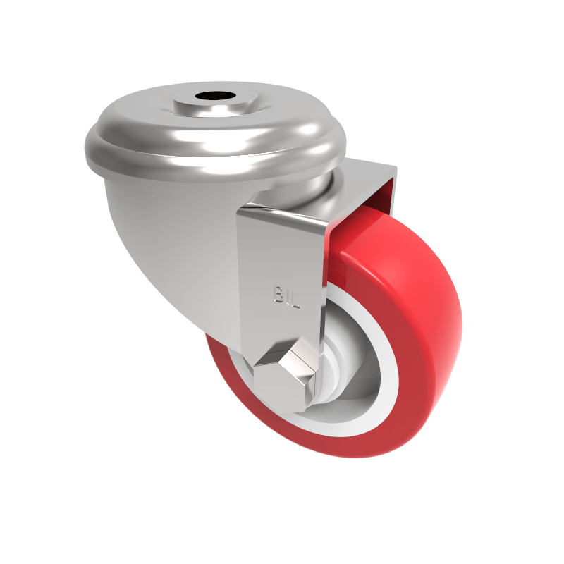 Polyurethane Nylon Bolt Hole Swivel Castor 80mm 210kg Load