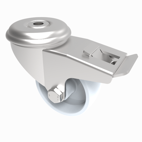 Nylon Bolt Hole Swivel Castor Brake 80mm 250kg Load