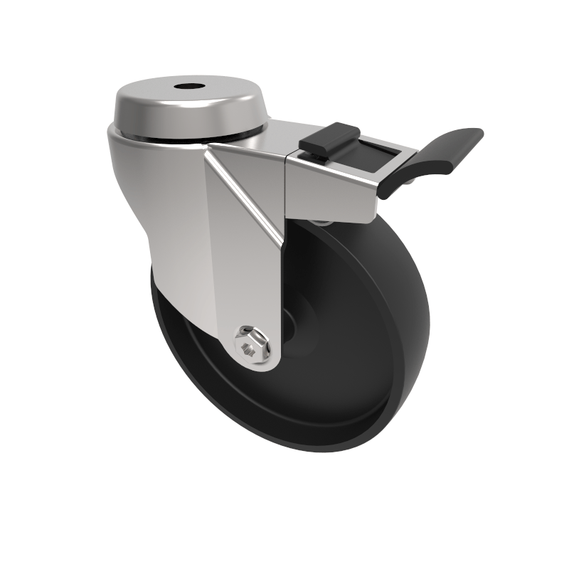 Polypropylene Bolt Hole Swivel Castor Brake 125mm 100kg Load