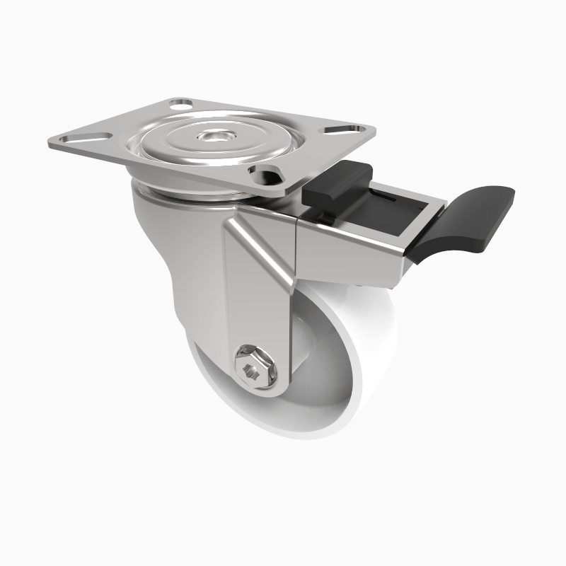 Nylon Plate Swivel Castor Brake 75mm 70kg Load