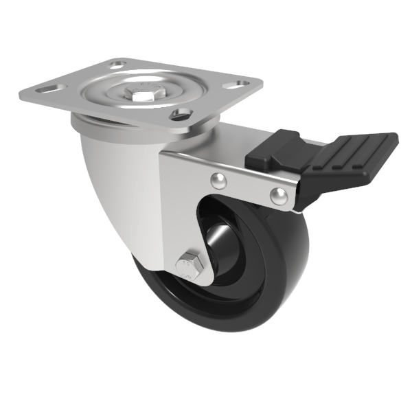 Ditherm Plate Swivel Castor Brake 100mm 200kg Load