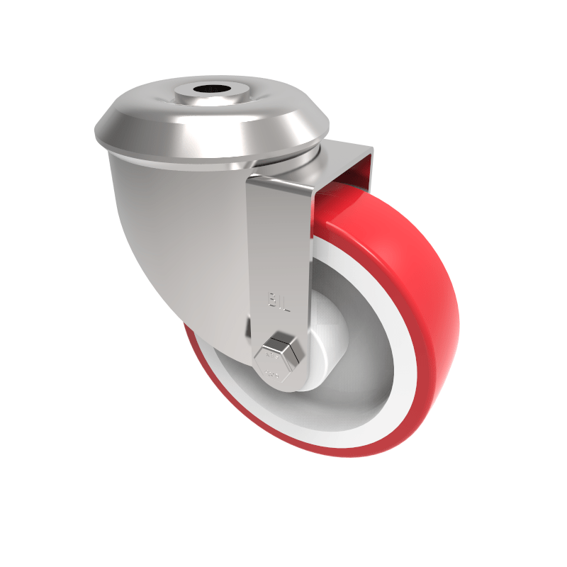 Polyurethane Nylon Bolt Hole Swivel Castor 100mm 150kg Load