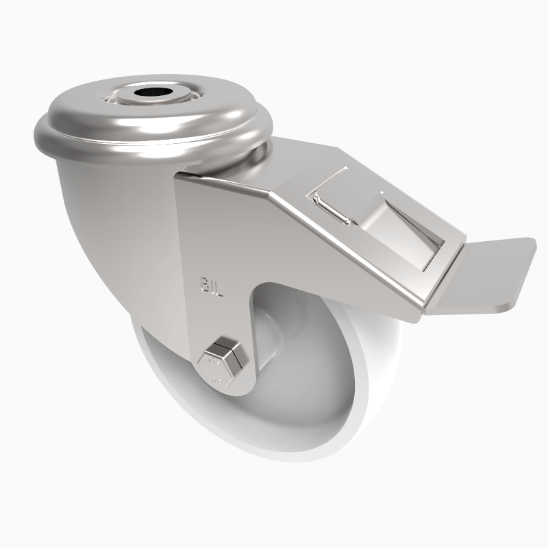 Nylon Bolt Hole Swivel Castor Brake 100mm 180kg Load