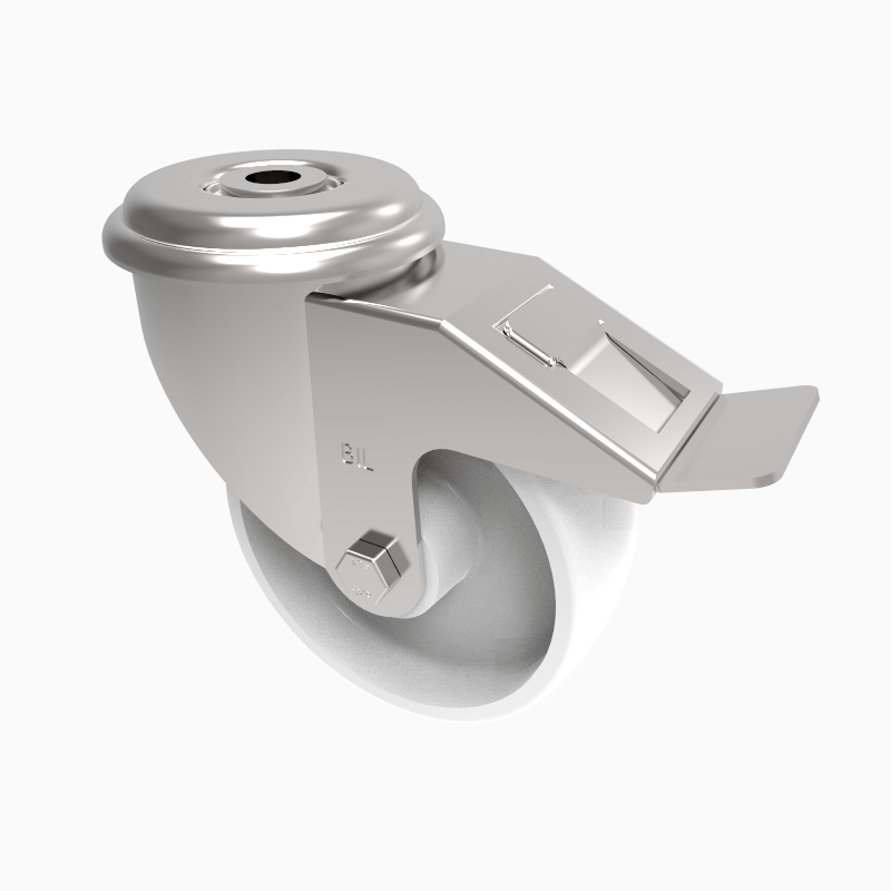 Polypropylene Bolt Hole Swivel Castor Brake 100mm 160kg Load