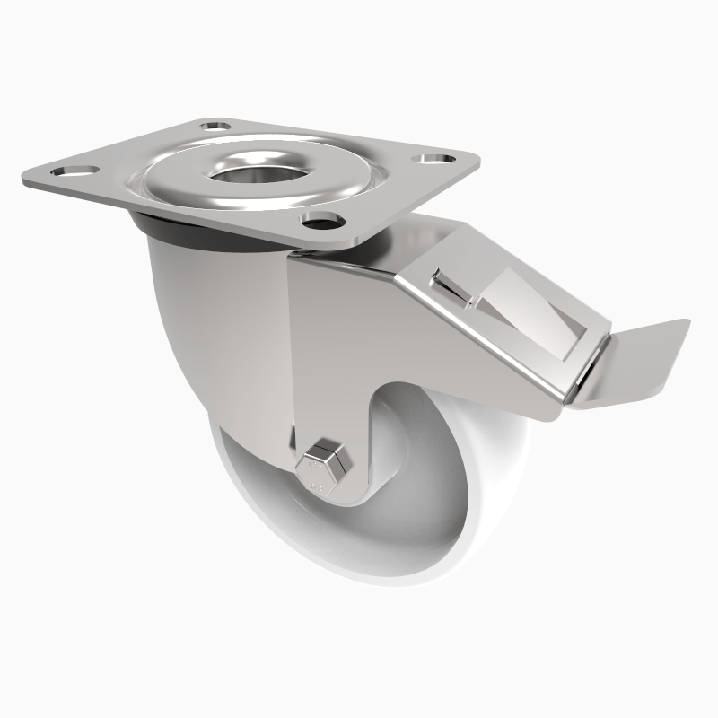 Polypropylene Plate Swivel Castor Brake 100mm 160kg Load