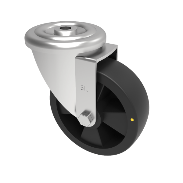 Electrically Conductive Nylon Bolthole Swivel Castor 80mm 100kg Load