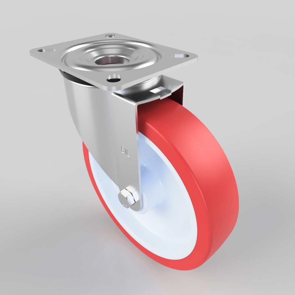 Polyurethane Nylon Plate Swivel Castor 200mm 400kg Load