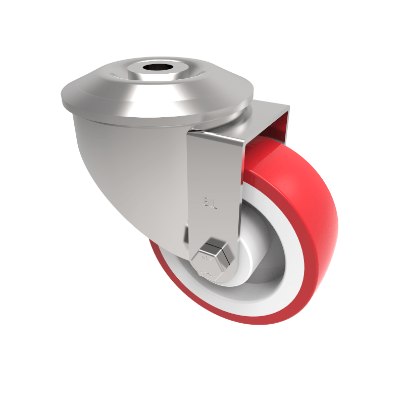 Polyurethane Nylon Bolt Hole Swivel Castor 80mm 150kg Load