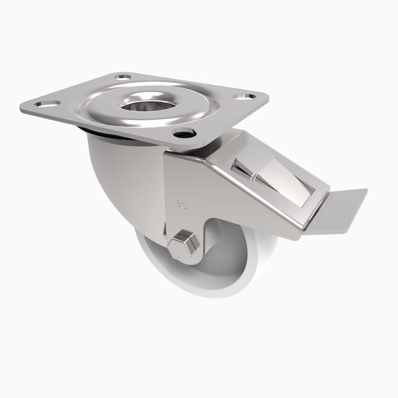 Nylon Plate Swivel Castor Brake 80mm 150kg Load