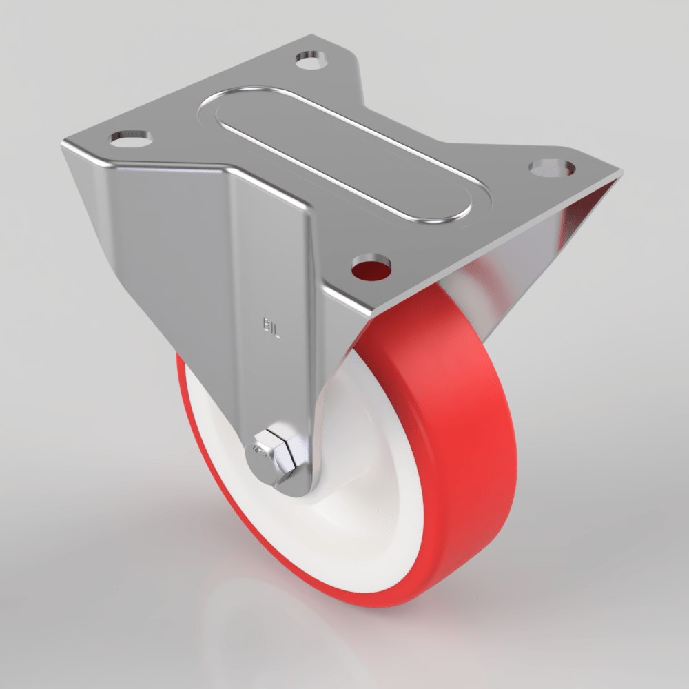 Polyurethane Nylon Plate Fixed Castor 100mm 150kg Load