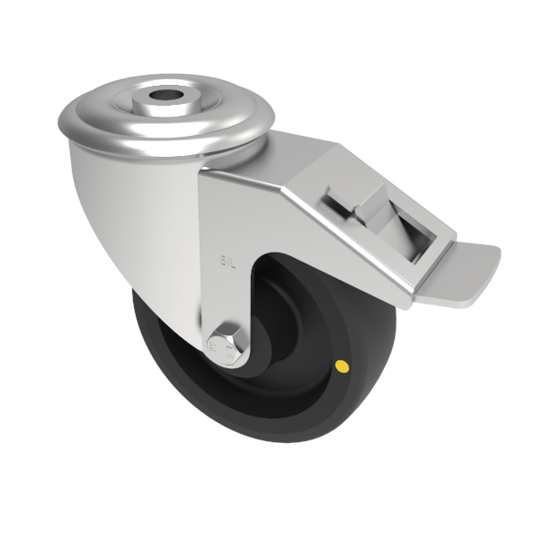 Electrically Conductive Polyurethane Nylon Swivel Castor Brake Bolthole 125mm 150kg