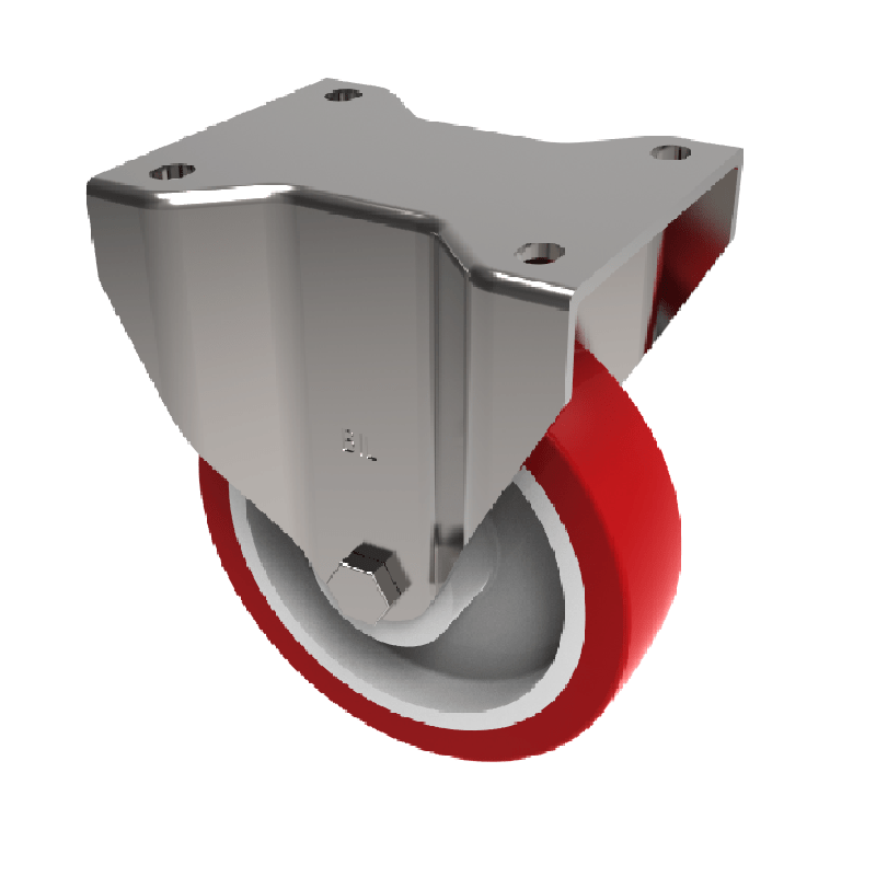 Red Polyurethane Nylon Fixed Plate Castor 200mm 700kg Load