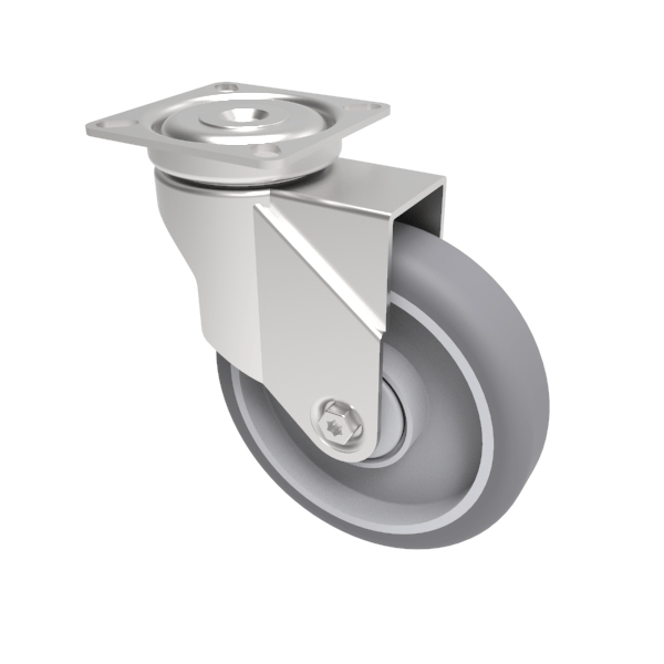 Rubber Swivel Castor Plate 100mm 70kg