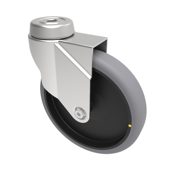 Electrically Conductive Rubber Bolt Hole Swivel Castor 125mm 80kg Load