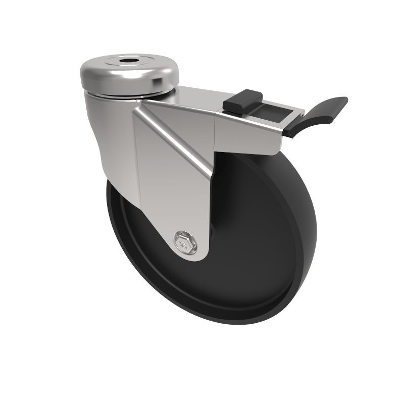 Polypropylene Bolt Hole Swivel Castor Brake 125mm 80kg Load