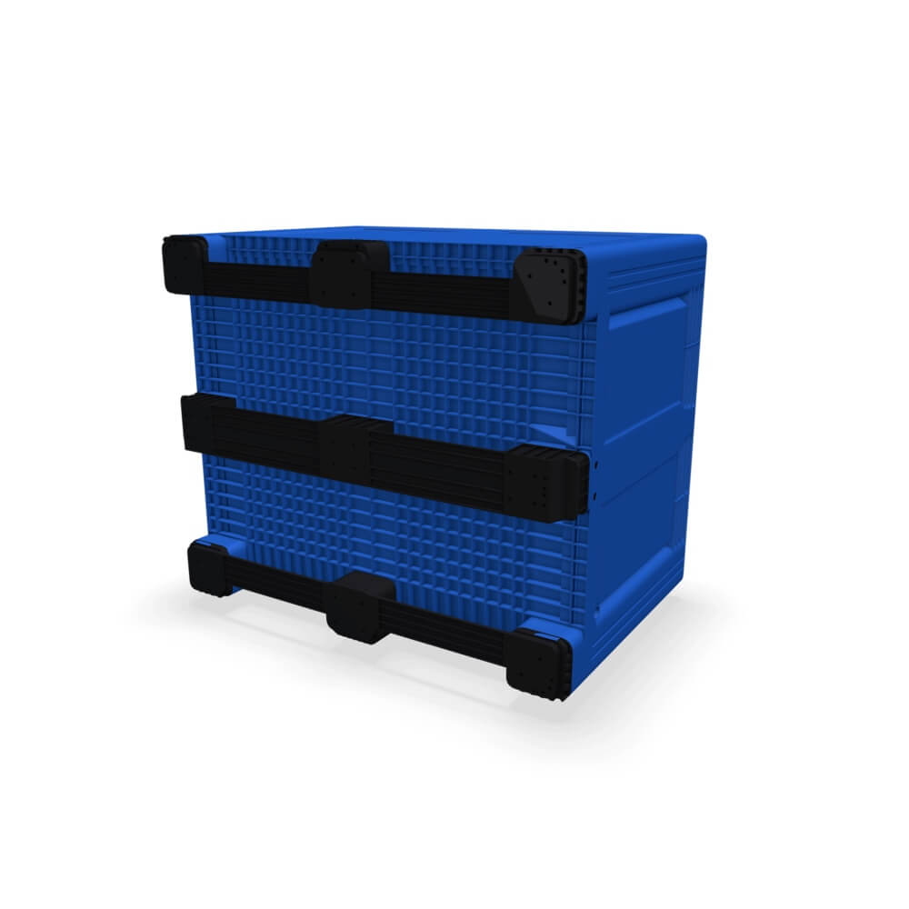 610 Litre Pallet Box with Solid Sides and 3 Skids - Blue