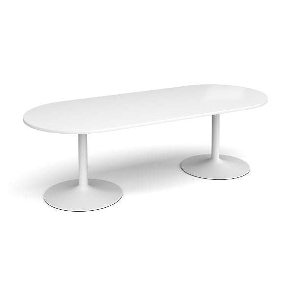 Trumpet Base Boardroom Table with White Legs 8 People