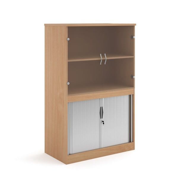 Systems Combi Unit with Tambour and Glass Doors 1 Shelf