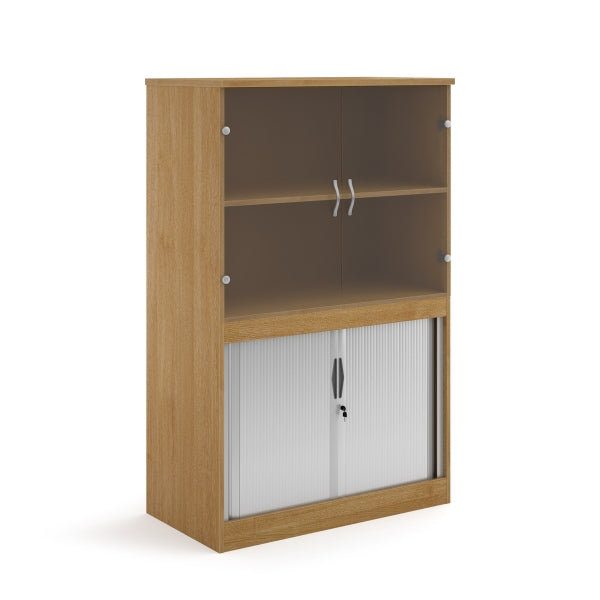 Systems Combi Unit with Tambour and Glass Doors 1 Shelf