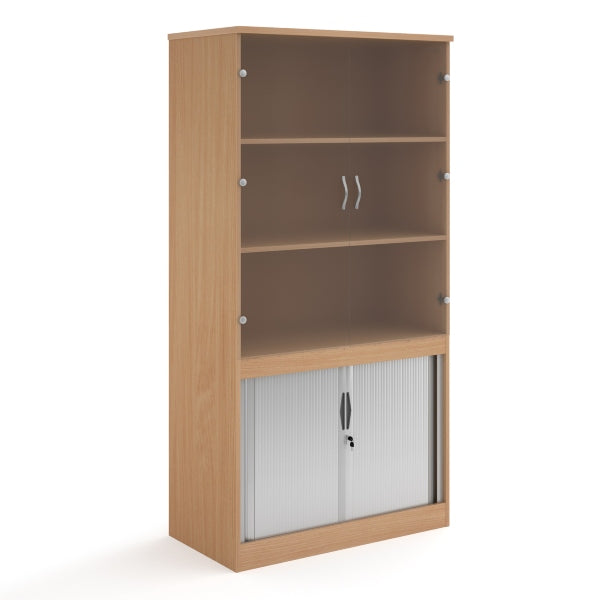 Systems Combi Unit with Tambour and Glass Doors 2 Shelves