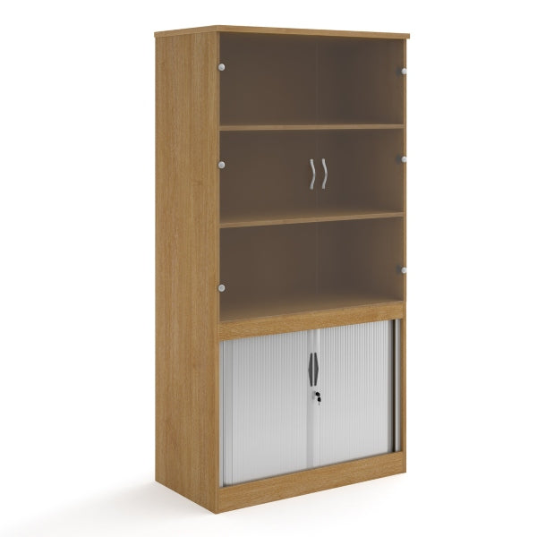 Systems Combi Unit with Tambour and Glass Doors 2 Shelves