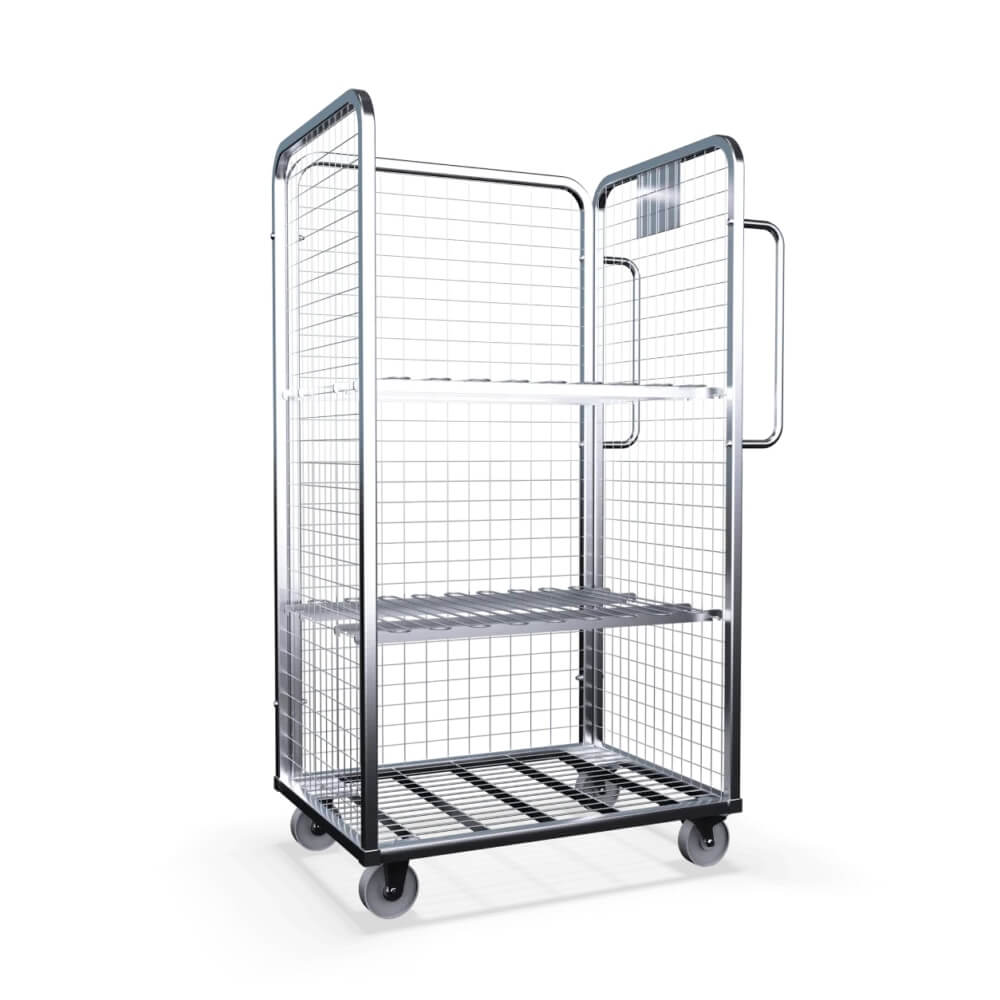 Three Sided Picking Trolley with Two Shelves