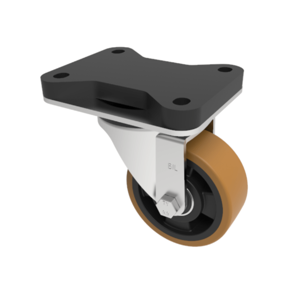 Brown Polyurethane Swivel Plate Castor 125mm 300kg