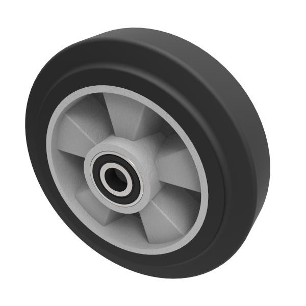 Elastic Rubber on Aluminium 150mm Ball Bearing Wheel 350kg Load