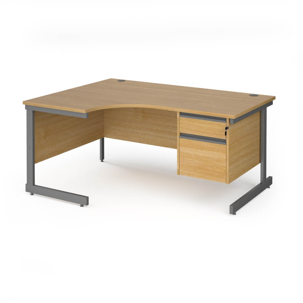 Contract 25 Cantilever Leg LH Ergonomic Desk with 2 Drawer Pedestal