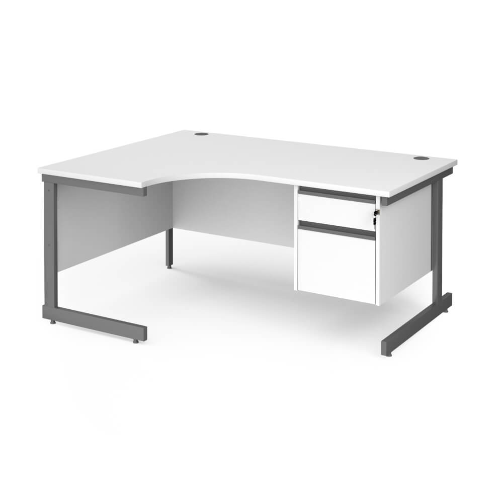 Contract 25 Cantilever Leg LH Ergonomic Desk with 2 Drawer Pedestal