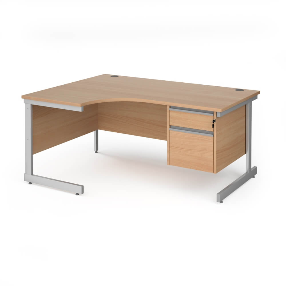 Contract 25 Cantilever Leg LH Ergonomic Desk with 2 Drawer Pedestal