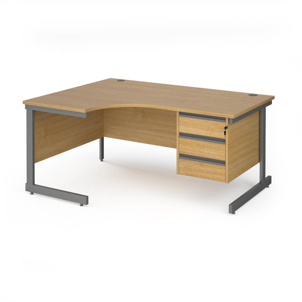 Contract 25 Cantilever Leg LH Ergonomic Desk with 3 Drawer Pedestal
