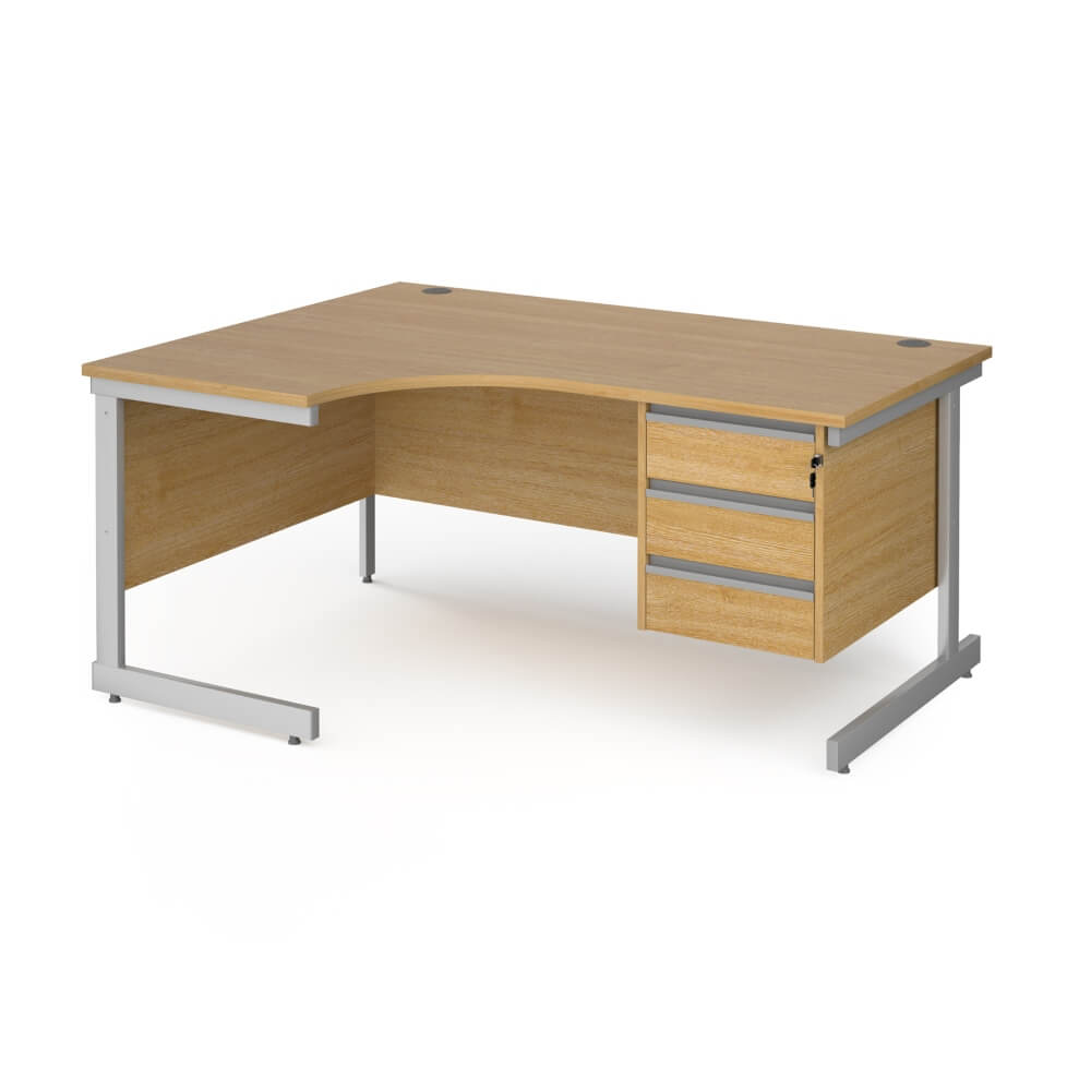 Contract 25 Cantilever Leg LH Ergonomic Desk with 3 Drawer Pedestal