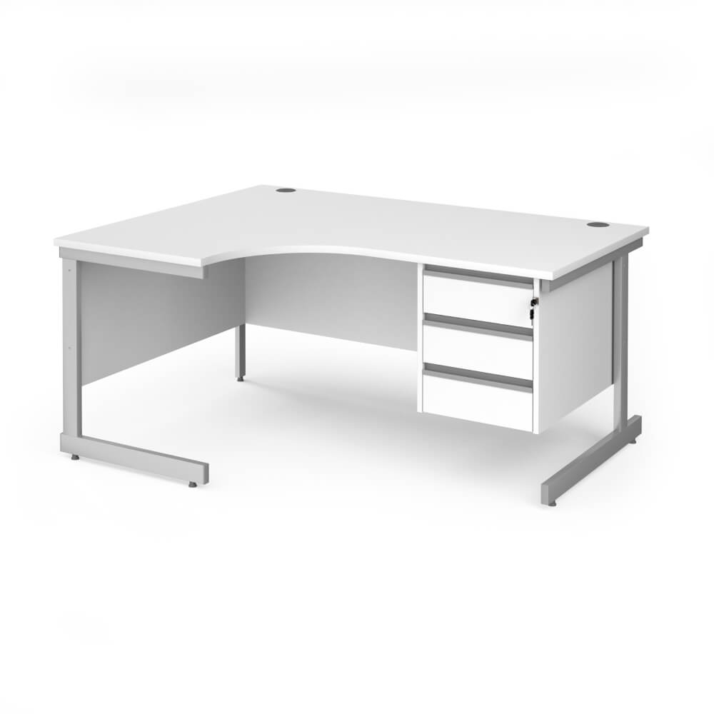 Contract 25 Cantilever Leg LH Ergonomic Desk with 3 Drawer Pedestal