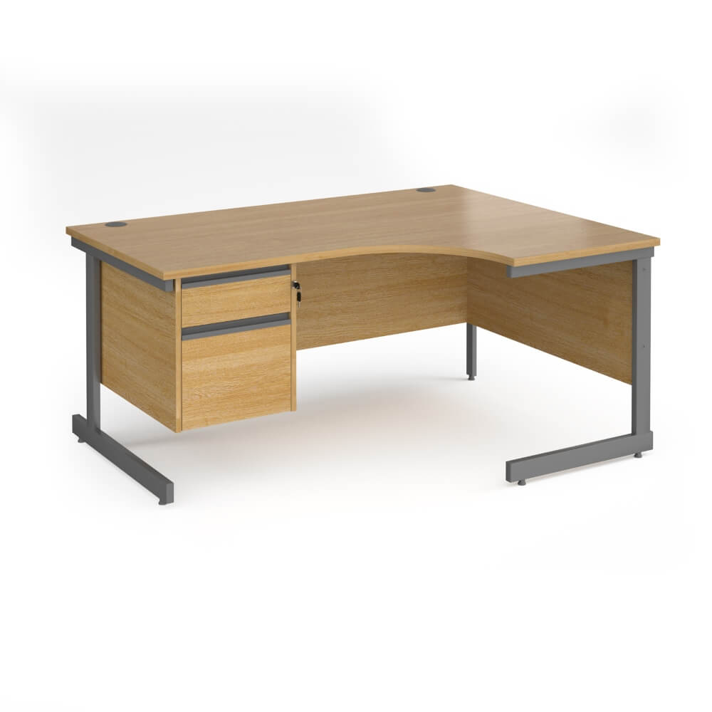 Contract 25 Cantilever Leg RH Ergonomic Desk with 2 Drawer Pedestal